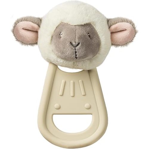 Mary Meyer Teething Toys Simply Silicone Teether with Soft Toy, 6-Inches, Lamb