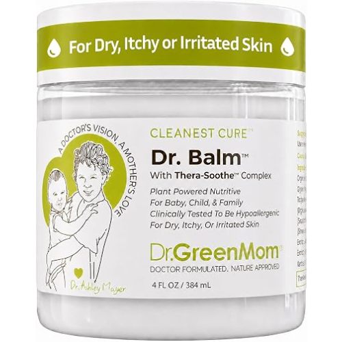 Dr. Green Mom Dr. Balm for Baby Skin — Baby Eczema Cream — Healing balm for Diaper Rash, Cradle Cap — Dry, Itchy or Sensitive Skin in Kids — Steroid Free & Hypoallergenic — Newborn Skin Care — 4 fl oz