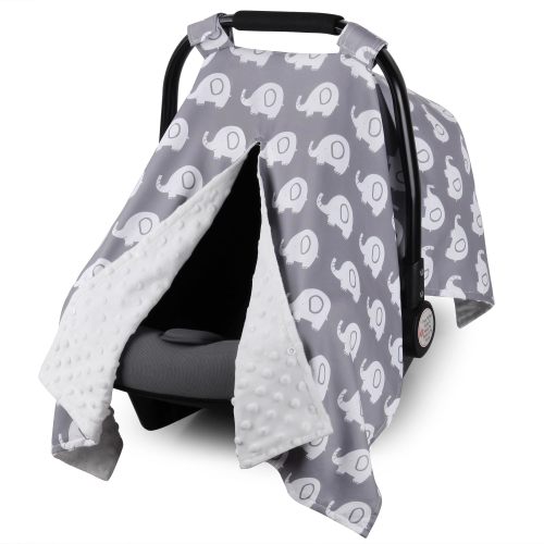 Rquite Car Seat Cover Baby, Carseat Covers for Boy Girl, Minky Infant Car Seat Cover Winter, Peekaboo Opening Car Seat Canopy, M