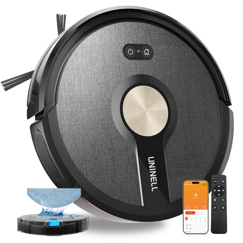 uninell Robot Vacuum and Mop Combo,5000Pa Robotic Vacuum Cleaner,180mins Runtime Vacuum Robot with App/Remote/Alexa Control, Ideal for Hard Floor/Carpet/Pet Hair, Self-Charge,Schedule Clean(UR1)