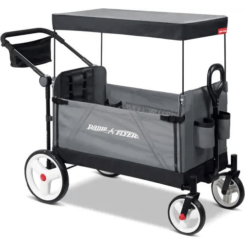 Radio Flyer City Luxe Stroll ‘N Wagon, Grey with Parent Caddy and Internal Storage Pockets, for 1+ Years (Amazon Exclusive)