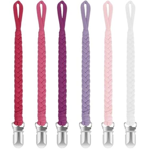 POKIPAW Pacifier Clip for Boys and Girls,6 Pack Baby Pacifier Holder Leash