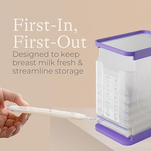 Lansinoh Breastmilk Storage Container with Quick-Freeze Tray, Stores up to 10 Breast Milk Bags, Made Without BPA/BPS, Freeze Bags Vertically and Horizontally, Includes 5 Milk Bags