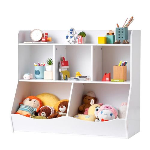 Wood 5-Cubby Kids Bookshelf and Toy Storage Organizer, Children Book and Toy Cabinet for Kids Room
