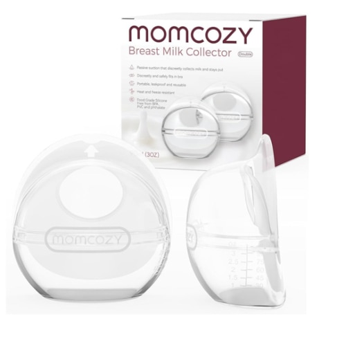 Momcozy Breast Milk Collector, Milk Collectors for Breastfeeding, Reusable Breast Milk Shells, Silicone Catcher with More Fit & Soft (3oz/90ml, 2 Counts)
