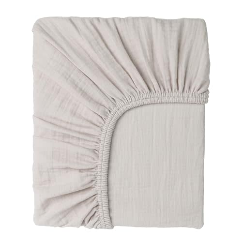 Muslin Baby Crib Sheets Fitted - Crib Sheets Neutral Turkish Cotton, Ultra Soft & Breathable - Organic Cotton Crib Sheets for Boys & Girls, (52x28, Cotton Latte)