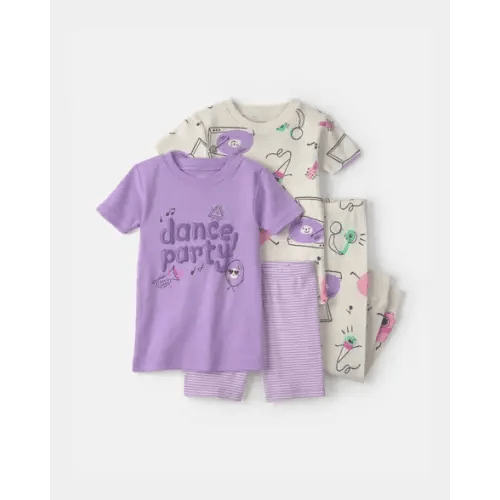 Baby Girl Dance 100% Cotton 4-Piece Pajama Set - Purple/Ivory | Carter's