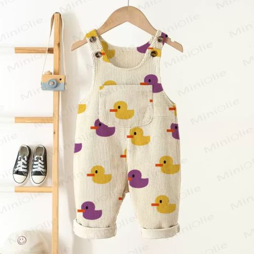 Baby Toddler Purple Yellow Duck Corduroy Overalls
