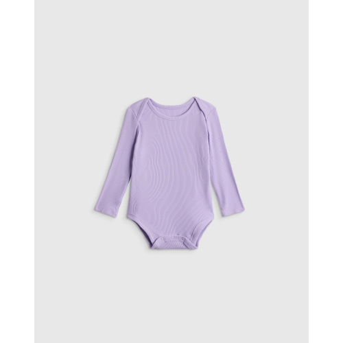 Softest Rib Long Sleeve Bodysuit  in Green Stripe