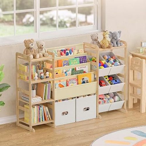 HAVLOTII Toy Storage and Kids Bookshelf - Montessori Shelf for Playroom