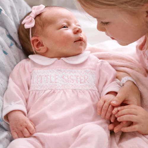 Little Sister Smocked Footie – Over The Moon