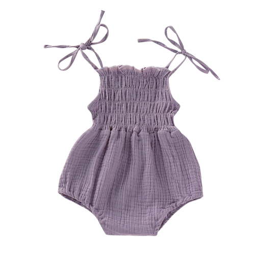 Zecgelong Baby Girls Sleeveless Solid Linen Romper Sling Backless Jumpsuit Outfits Girls Summer Rompers Size 6-12 Months