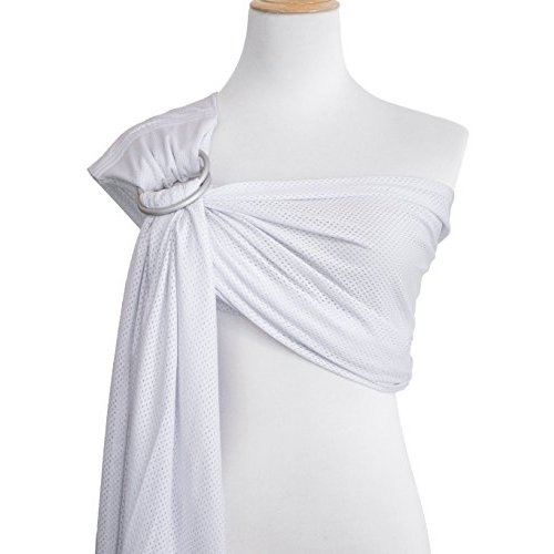 Baby Water Ring Sling Carrier | Lightweight Breathable Mesh Baby Wrap for Infant, Newborn, Kids and Toddlers | Perfect for Summer, Swimming, Pool, Beach | Great for Dad Too White