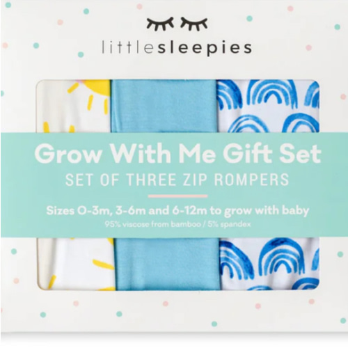 Blue Rainbows, Sky Blue & Sunshine Zippy Grow With Me Gift Box - Little Sleepies