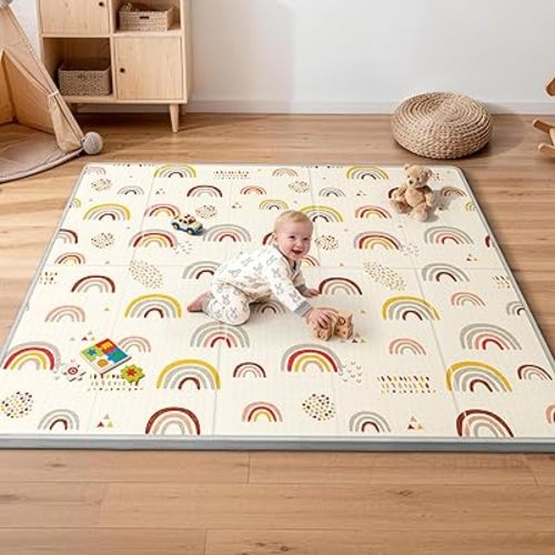 Baby Play Mat - 79x71 Baby Play Mat for Floor, 0.8" Baby Floor Mat, Foldable Baby Foam Playmat for Infant,Kids and Toddler Crawling, Anti-Slip Playmats Perfect for Use Baby Playpen,Tummy Time