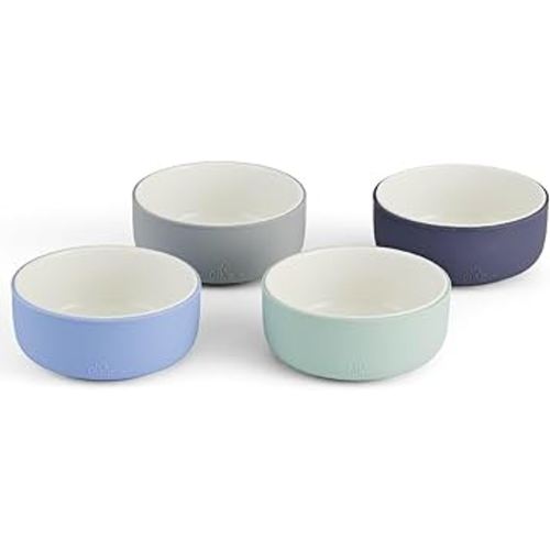 Elk and Friends Kids Porcelain Bowls with Silicone Sleeve | Kids/Toddler/Baby Feeding | Microwave & Dishwasher Safe | Non slip | Cereal/Soup/Snack Dishes & Dinnerware