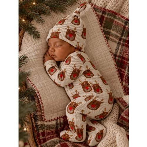 Organic Waffle Basic Zip Footie, Reindeer – SpearmintLOVE