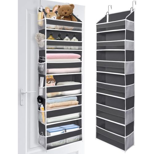 ULG Over The Door Organizer with 6 Large Pockets 12 Side Pockets, 50lbs Weight Capacity Door Hanging Organizer for Bedroom, Bathroom, Pantry, Nursery Storage, Beige
