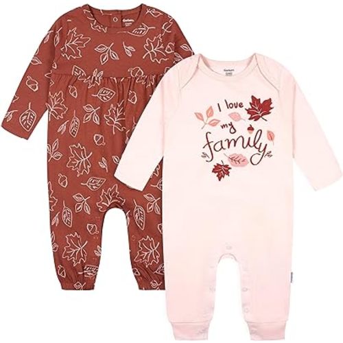 Gerber Baby Girls' 2-pack Long Sleeve Jumpsuit