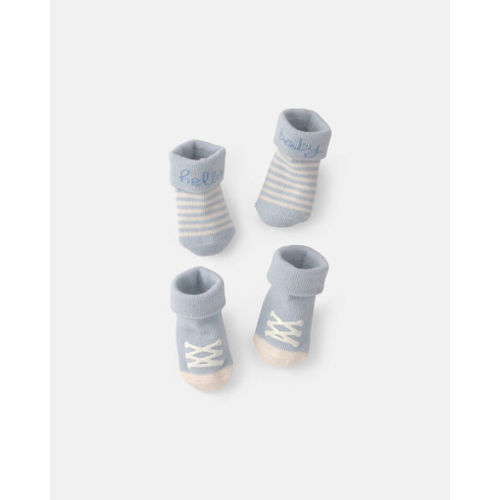 Baby Boy 2-Pack 'Hello Baby' Foldover Booties - Blue | Carter's
