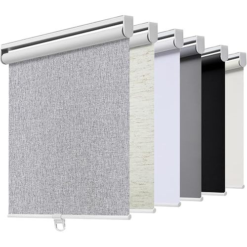 AOSKY Blackout Cordless Roller Shade for Windows, 23"W x 72"H, Heather Grey