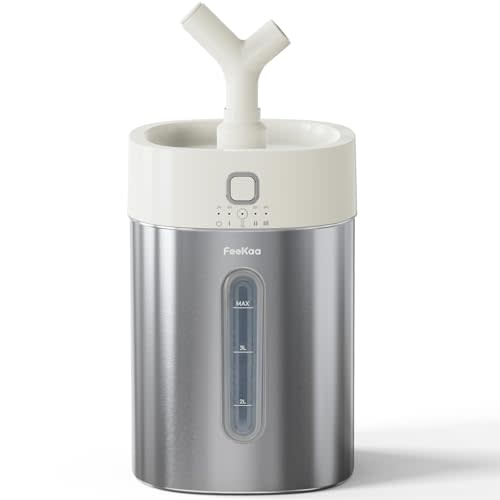 Feekaa Stainless Steel Humidifier Easy Clean, 4L/1Gal Cool Mist Humidifiers for Bedroom up to 500 sq ft, Dishwasher Safe Humidifier Large Room, Humidifiers for Bedroom Baby Nursery Living Room Office