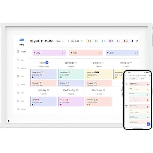 10.1 Inch Smart Digital Calendar Planner & Chore Chart, IPS HD Touchscreen Interactive Display, Smart Family Planner, Digital Picture Frame for Seamless Scheduling - Share Photos/Videos via App