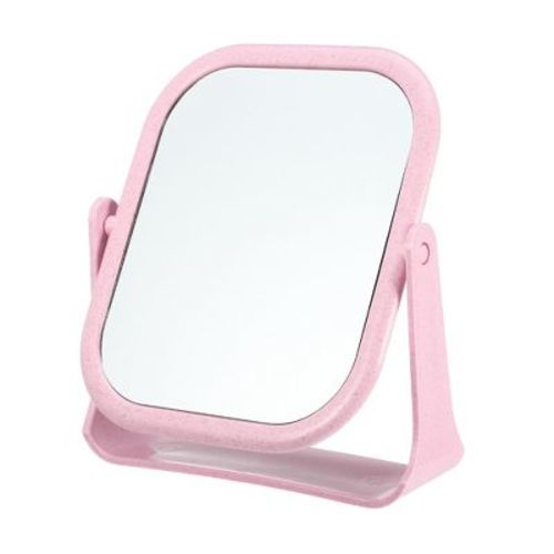 Unique Bargains Plastic Double Sided 360° Rotating Makeup Mirror 1 Pc Pink