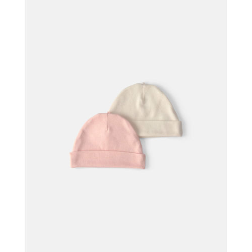 Baby Girl 2-Pack Caps - Pink/Ivory
