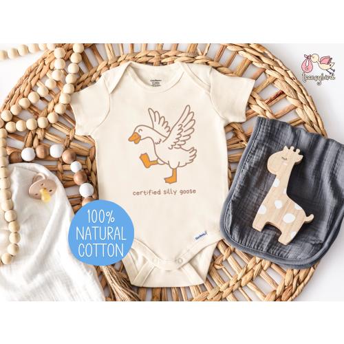 Certified Silly Goose Onesie®, Funny Goose Baby Bodysuit, Silly Gander Infant One Piece, Natural Cotton Baby Clothes for Newborn