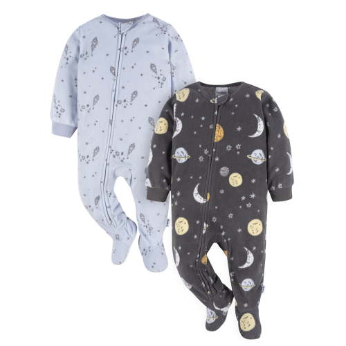 Gerber Baby and Toddler Neutral Microfleece Blanket Sleeper Pajamas, 2-Pack, Sizes 0/3 Months -5T