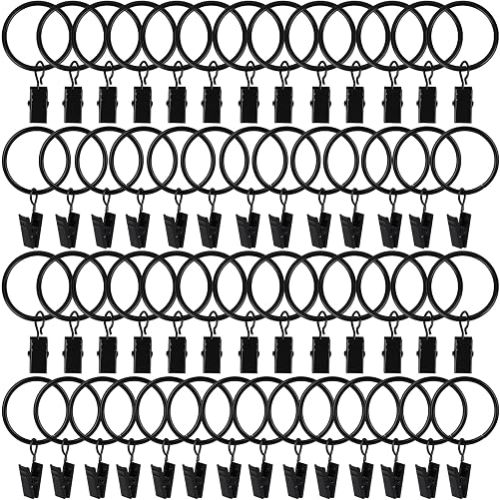 55Pcs Curtain Rings with Clips, Curtain Hooks Hangers Clip Rings, Drapery Rings 1.26" Interior Diameter, Fits up to 1" Rod