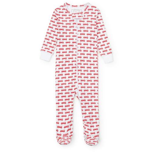 Parker Boys' Zipper Pajama - Fire Truck Red
