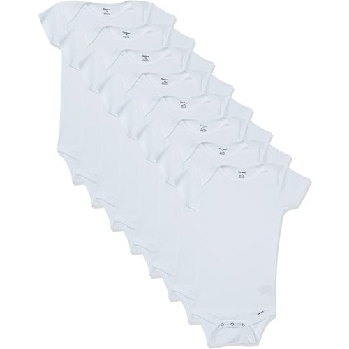Gerber Short Sleeve Solid Onesies Bodysuits (8 Pack) - White, 0-3 M