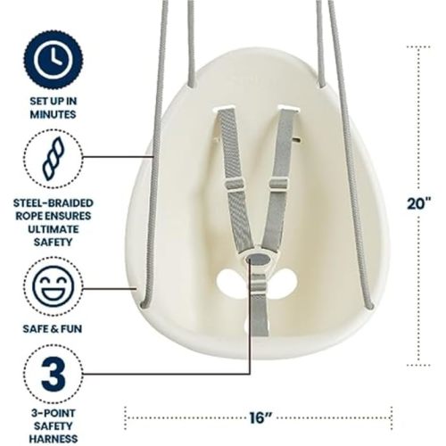 Swurfer Coconut Toddler Swing – Comfy Baby Swing Outdoor, 3- Point Adjustable Safety Harness, Secure, Safe Quick Click Locking System, Blister-Free Rope, Easy Installation, Ages 6-36 Months