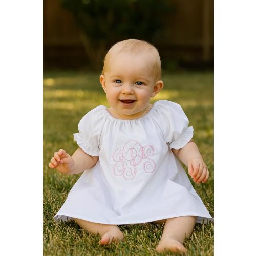 Coming Home Outfit, monogrammed baby gown, white cotton dress, keepsake take home dress, baby shower gift, simple, Easter baby girl