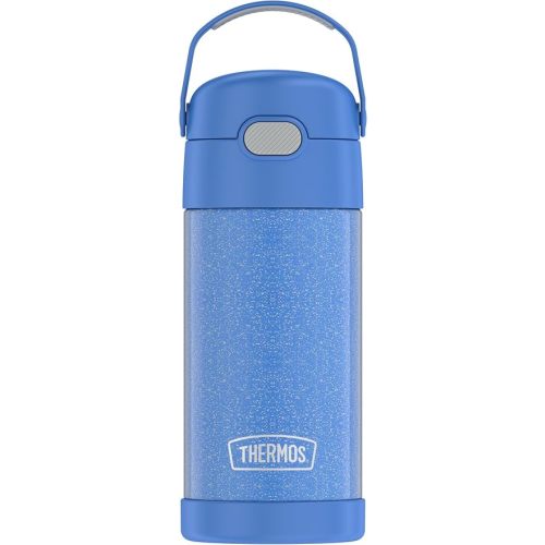 THERMOS FUNTAINER Water Bottle with Straw - 12 Ounce - Kids Stainless Steel Vacuum Insulated Water Bottle with Lid, Glitter Periwinkle
