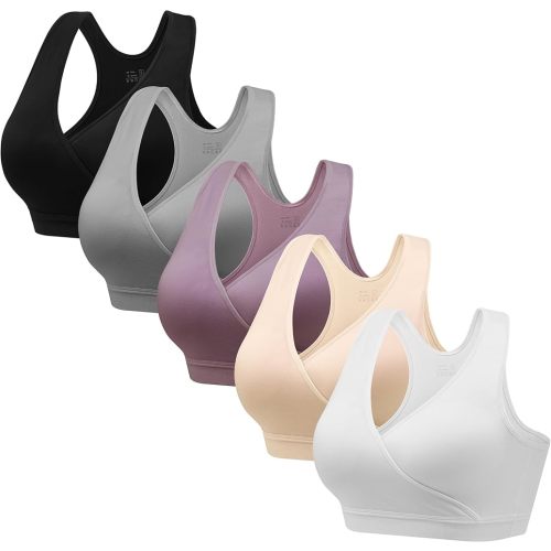HBselect Nursing Bras for Breastfeeding, Maternity Nursing Sleep Bra Wireless Pregnancy Sleep Bralette 3/5 Pack