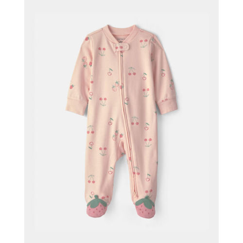 Baby Girl Strawberry 100% Cotton 2-Way Zip Sleep & Play Pajamas - Pink | Carter's