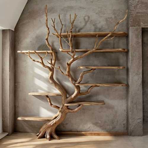 Tree Bookshelf Driftwood Branch Floating Bookshelf 84"H x 60"W x 8"D