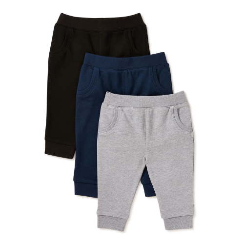 Garanimals Baby Boy Basic Terry Jogger Pants, 3-Pack, Sizes 0/3M-24M