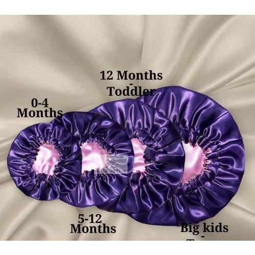 Non-slip satin baby hair bonnet, anti frizz hair care for kids, reversible hair bonnets, baby sleep cap, cute baby shower gift, new Mum gift