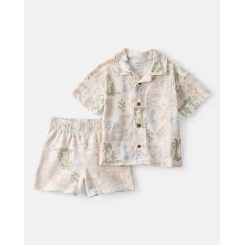 Baby Boy 2-Piece Palm Tree Tropical Top & Short Set - Cream | Carter's