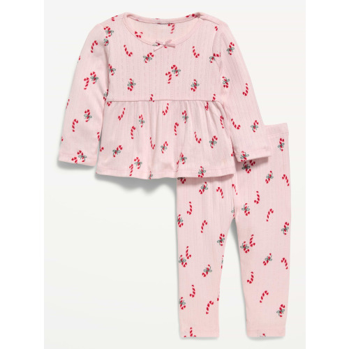 Long-Sleeve Pointelle-Knit Top and Pants Set for Baby