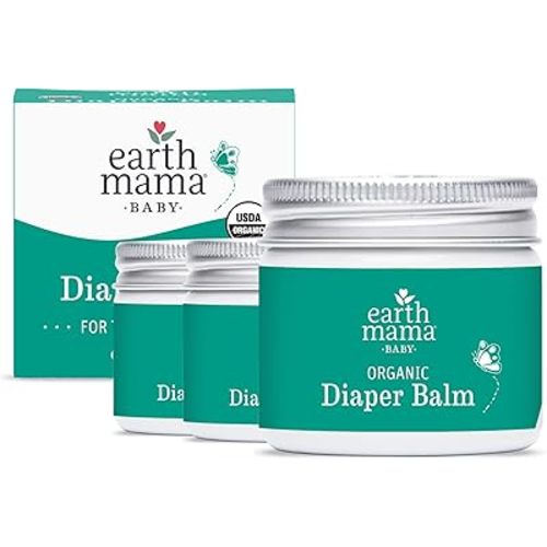 Earth Mama Organic Diaper Balm 2-Ounce | Diaper Cream for Baby | EWG Verified, Petroleum & Artificial Fragrance-Free with Calendula for Sensitive Skin (3-Pack)