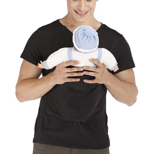amropi Men's Baby Carrier Soothe V Neck Short Sleeve Kangaroo T Shirt - Large - Black