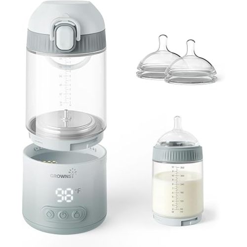 GROWNSY Portable Bottle Warmer for Travel, Detachable, 2 Nipples Included