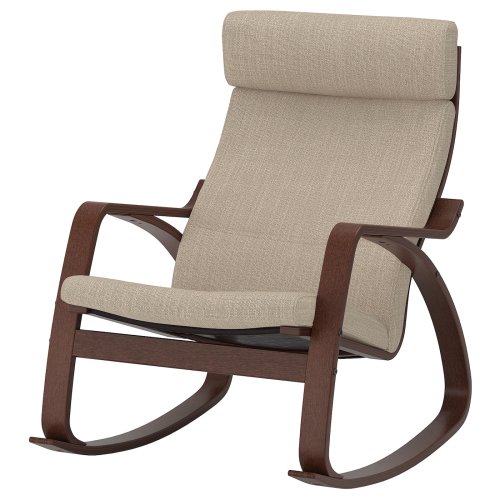 POÄNG Rocking chair - brown/Hillared beige