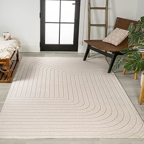 JONATHAN Y Odense High-Low Angle Ivory/Cream Indoor/Outdoor Area Rug, 8x10, Modern, Contemporary, Geometric, Bohemian, Bedroom, Kitchen, Living Room, Non Shedding (SCN101A-8)