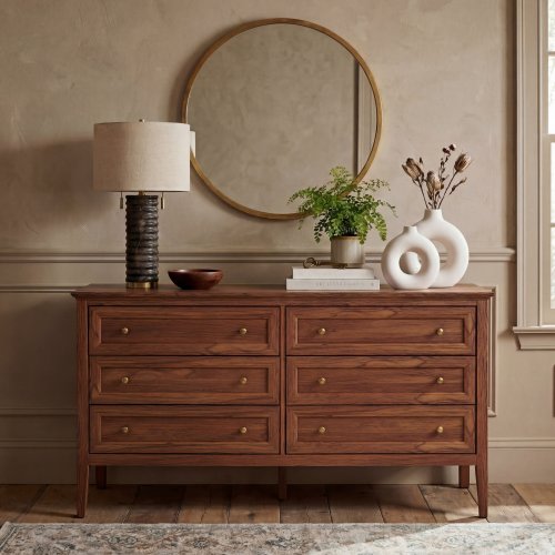 SAFAVIEH Sondra 63-Inch Metal Drawer Dresser, Traditional